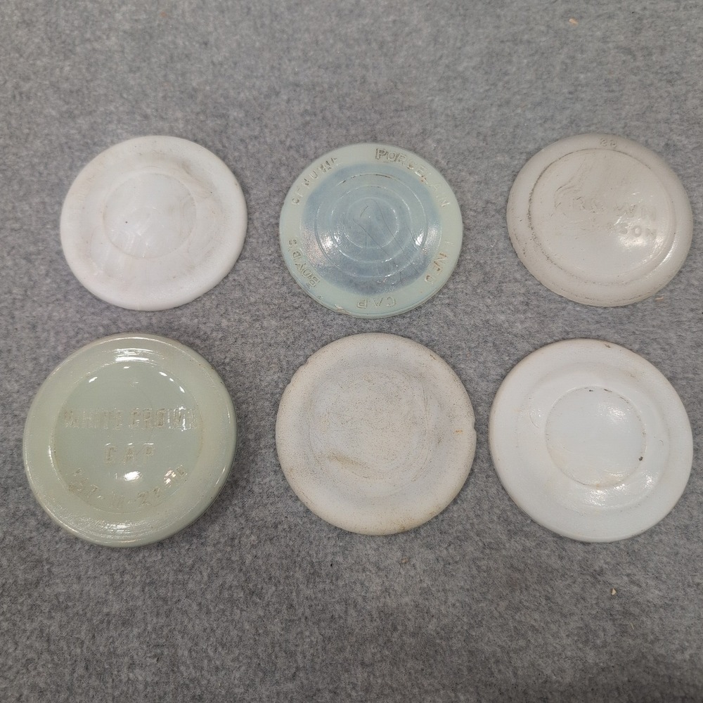 6 Vintage White Crown & More Canning & Milk Jar Lids - Picture 1 of 8